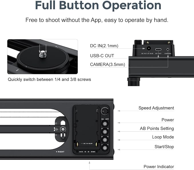Accsoon Toprig S60 Motorized Camera Slider App Wireless Control Carbon Fiber - Image 3