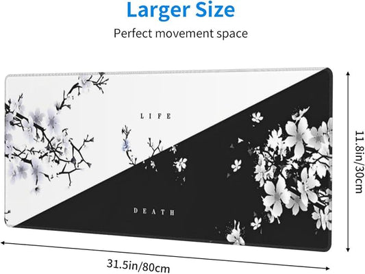 Japanese Life Death Keyboard Mat, Japanese Sakura Pagoda Sun Mouse Pad - Image 2