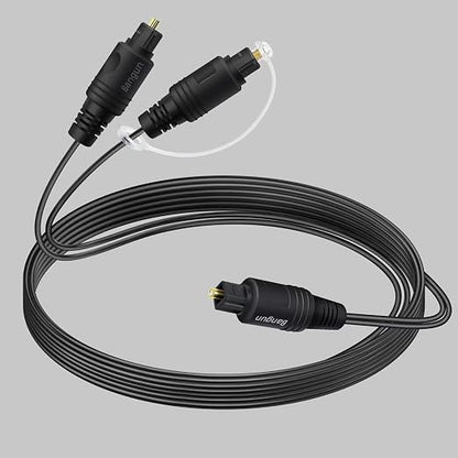 1x2 Digital Audio Splitter Cable 15ft, Toslink Digital Fiber Optic Audio by Bangun