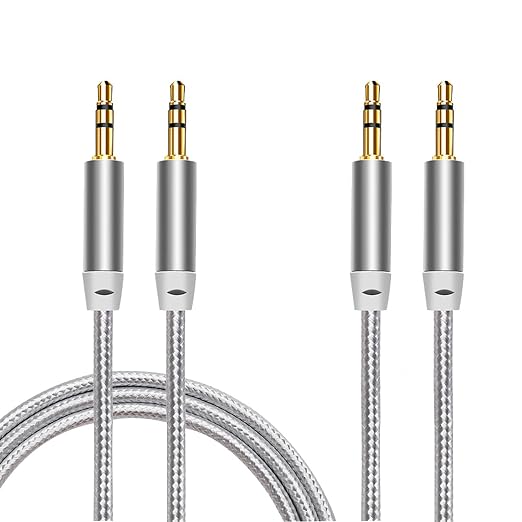 3.5mm Nylon Braided Stereo Audio Cable, 4.9ft/1.5m Male to Male Aux Cord Audio - Image 2