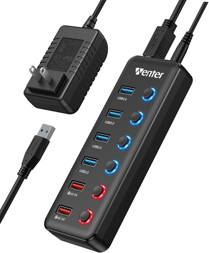 Powered USB Hub, Wenter 6-Port USB 3.0 Hub Splitter - Image 8