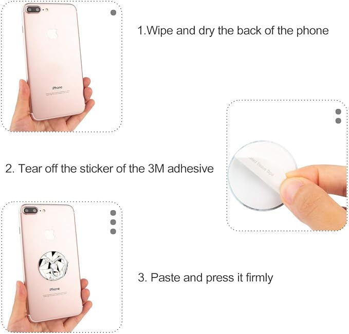 Bonoma Phone Ring Grip, 3 Pack Geometric Marble 360 Degree Rotation 180 Degree - Image 6