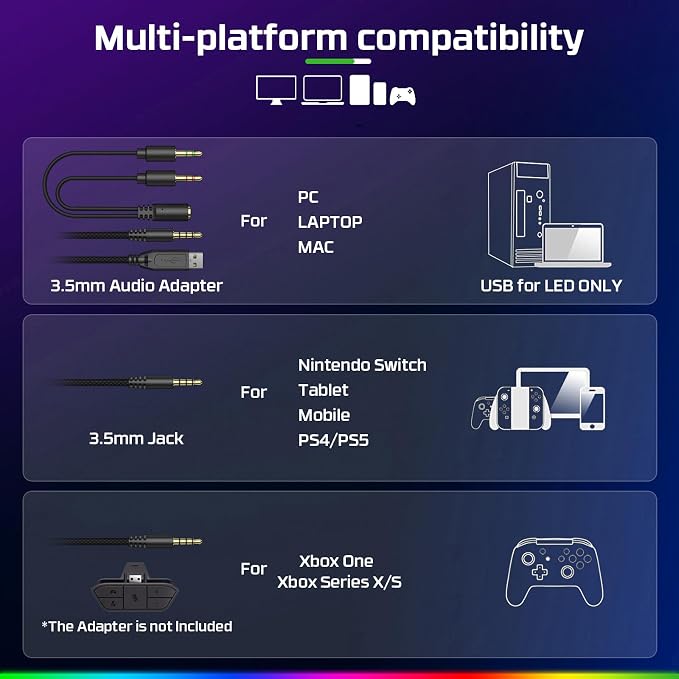 FC200 Foldable Gaming Headset for PS4, Switch - Image 8