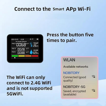 2CO9TB Smart WiFi Air Quality Monitor, Air Dust PM2.5 PM1.0 PM10 and Thermometer - Image 3
