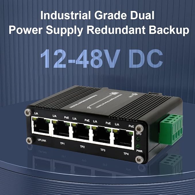 Mini Industrial 5 Ports Gigabit PoE Switch Hardened 5 Port RJ45 10/100/1000Mbps - Image 3