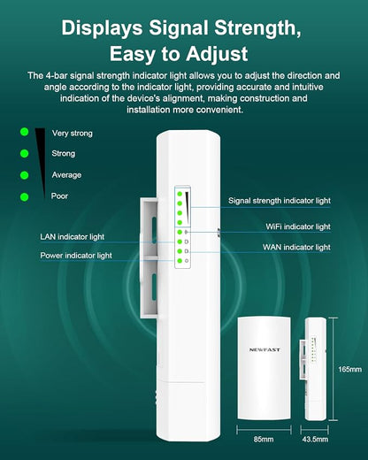 NEWFAST Bridge Point to Point Outdoor B912, 5.8G 3Km Long Range Wi-Fi Bridge - Image 7