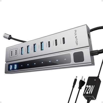Powered USB C Hub, PULWTOP 11-in-1 Power Hub by PULWTOP