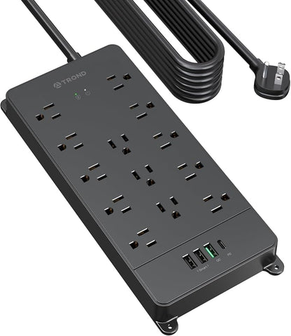 TROND Surge Protector Power Strip 15 ft, Flat Plug Extension Cord by TRONDOfficial