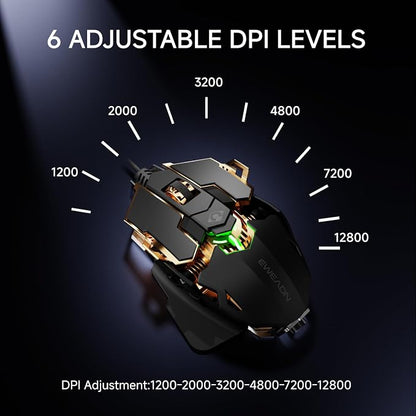 EWEADN G5 Wired Gaming Mouse, Ergonomic RGB Computer Mouse, 12800 Adjustable DPI - Image 4