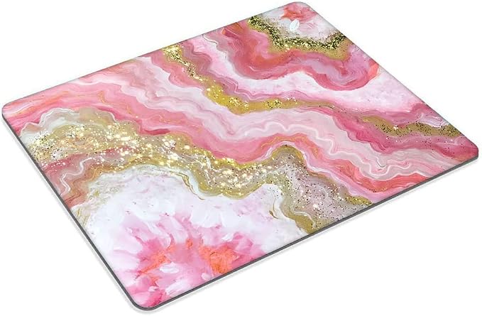 Dazzling Geode Pink Gold Marble Mouse pad Customized Mousepad Non-Slip Rubber - Image 2