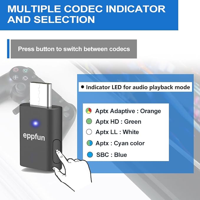 USB C Bluetooth Adapter for ps5/PS4, Dual Connection Wireless Audio Adapter Low - Image 3