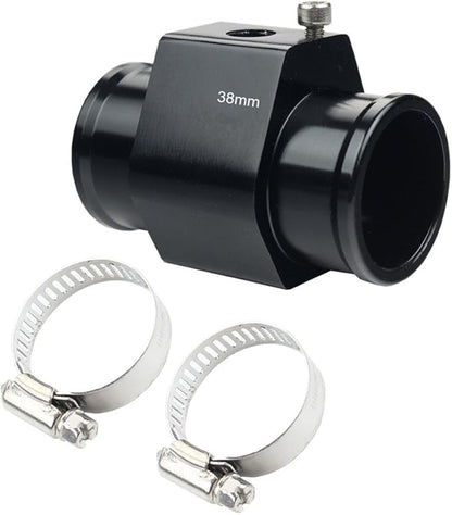 DEWHEL Aluminum Black Water Temp Meter Temperature Gauge Joint Pipe Radiator - Image 2