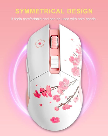 DAREU Sakura Pink Wireless Wired Gaming Mouse, Dual-Mode Rechargeable 6 - Image 6