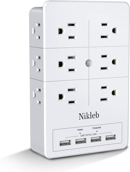 Multi Plug Outlet Surge Protector Nikleb, 12 Electrical Outlets Extender by nikleb