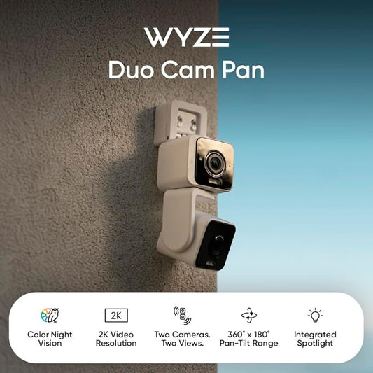 WYZE Duo Cam Pan Indoor/Outdoor IP65 2K 360° Pan/Tilt Smart Home Security Camera - Image 2
