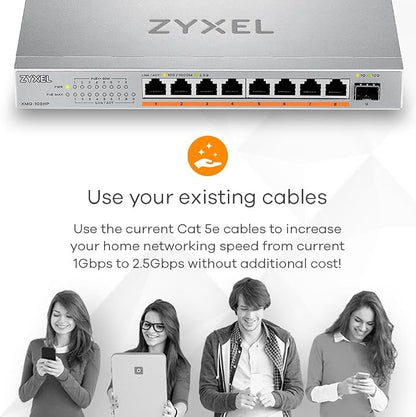 Zyxel 8 Port PoE Network Switch | 2.5Gb Multi Gigabit Switch | Unmanaged | 8X - Image 4