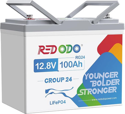 Redodo 12.8V 100Ah Group 24 Battery, 1280Wh Deep Cycle LiFePO4 Battery by PrimeDayRedodoSaveup55