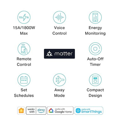 Kasa Smart Plug, Matter Compatible, Energy Monitoring, Compact Design, - Image 2