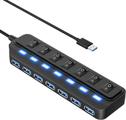USB Hub 7 Port, USB 3.0 Hub Splitter by WIRWTRU