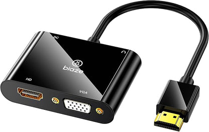 HDMI to VGA and HDMI Adapter, Dual Output 1080P Video Converter by biaze