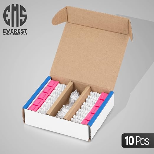 Everest 90° Angled RJ45 Cat6 Keystone Jacks 10-Pack in Pink - Image 2
