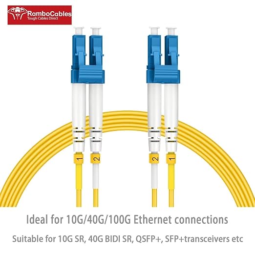 40m OS2 LC to LC Single Mode Fiber Patch Cables, Options 7inch~1000ft, Fiber - Image 2