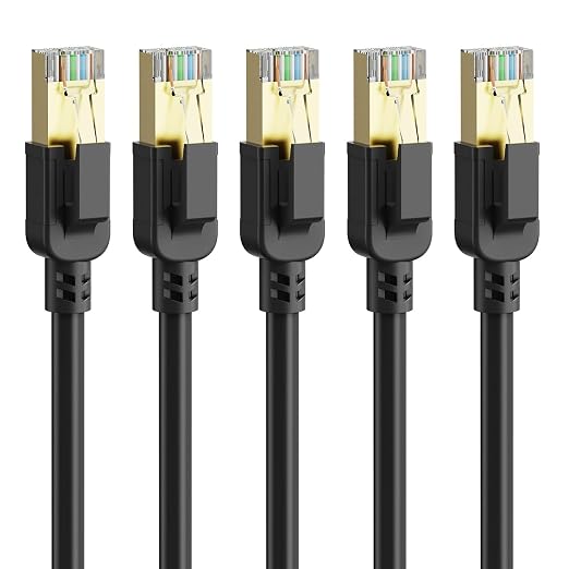 Cat 8 Ethernet Cable 10ft-5Pack, RJ45 40Gbps 2000Mhz Patch Cord, Indoor&Outdoor by Dacrown