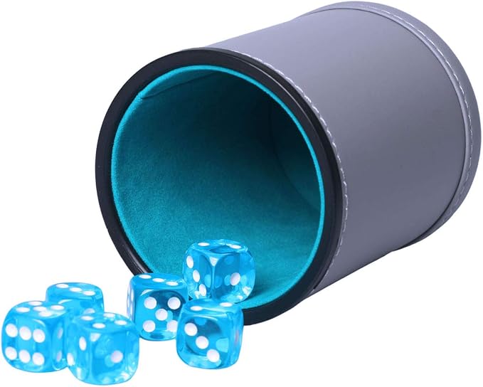 Dice Cup Set PU Leather and Felt-Lined, Quiet Shaking by TOPTAN