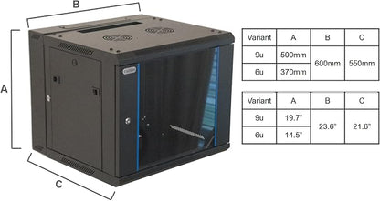 9U Wall Mount IT Cabinet Enclosure Hinged Double Section Swing Out 19-Inch - Image 6