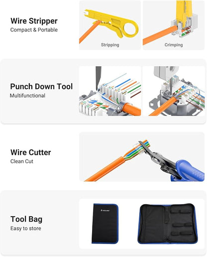 VCELINK RJ45 Crimp Tool, All-In-One Ethernet Pass Through Crimper - Image 7