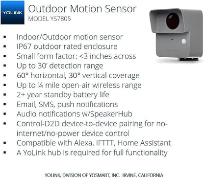 YoLink LoRa Smart Outdoor Motion Sensor Starter Kit, Driveway Alert, Property - Image 2