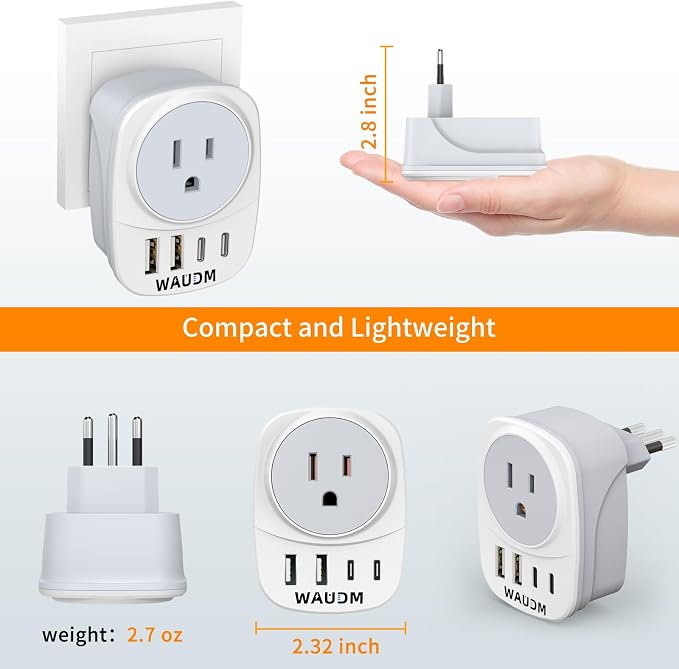 2 Pack Italy Travel Power Adapter, Italy Travel Plug Adapter - Image 4