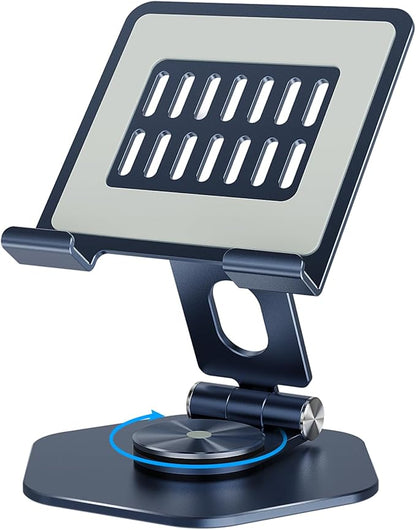 Foldable Aluminum Tablet Stand for Desk, 360° Swivel iPad & Tablet Holder – by SOJUNER