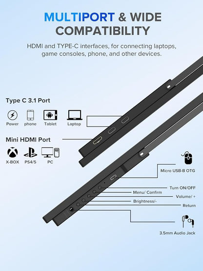 UPERFECT 22" QLED 2K Portable Monitor w/VESA & 180° Adjustable Stand, 2560×1440 - Image 7