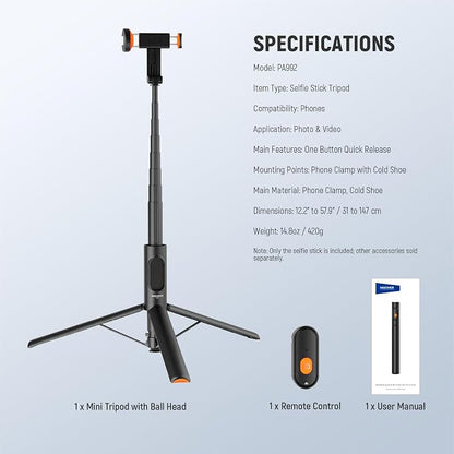 NEEWER 57.9" Selfie Stick Tripod Compatible - Image 8