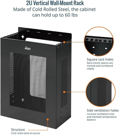 Tecmojo 2U Vertical/Horizontal Wall Mountable Server Rack, - Image 3