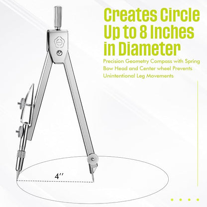 EBOOT Student Geometry Math Set, Drawing Compass and 6 Inch Swing Arm - Image 6
