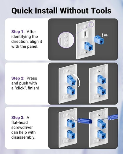 VCE UL-Listed CAT6 Keystone Coupler 25-Pack, Ethernet Coupler Female to Female - Image 7