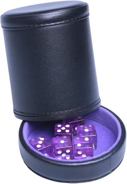 PU Leather Dice Cup Purple Velvet Lined Quiet Shaker - Image 6