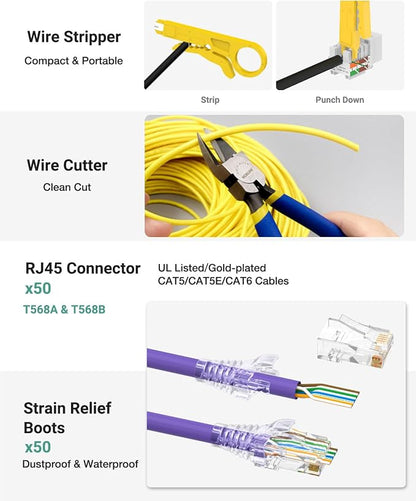 VCELINK RJ45 Crimp Tool Kit for CAT7/6A/6/5E/5, Upgraded Network Tool Set - Image 5