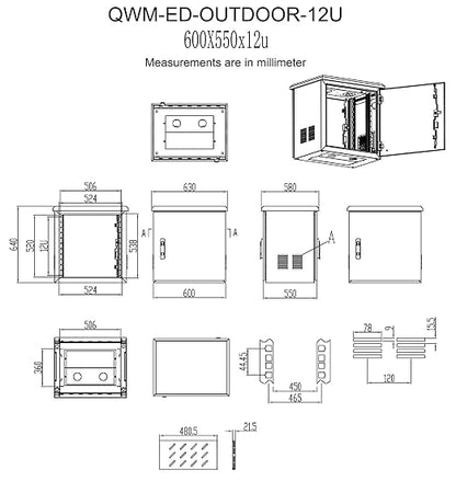 Electriduct 12U Outdoor Cabinet 21.6 Inch Depth IP55 Weather Resistant - Image 7