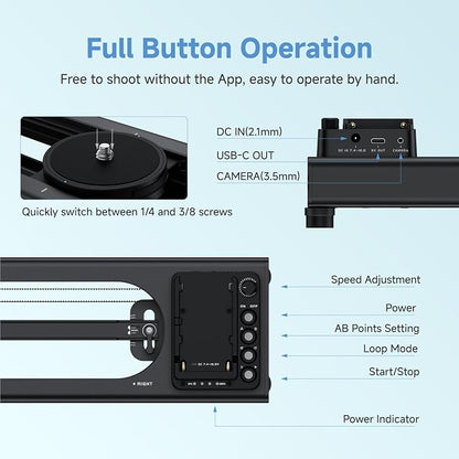 Accsoon Motorized Camera Slider, Adjustable 16''/40 cm Bluetooth Video Slider - Image 6
