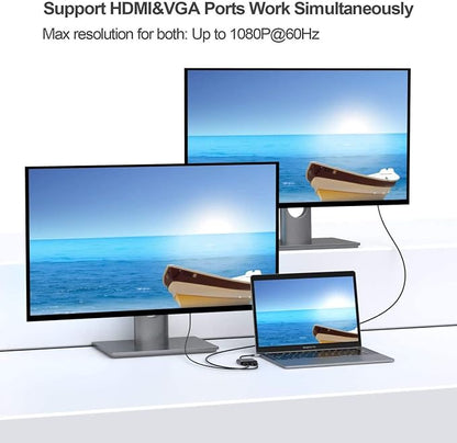 USB C to HDMI VGA Adapter, USB Type C to VGA HDMI Thunderbolt 3 VGA Adapter - Image 3