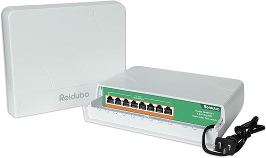 8 Port Gigabit PoE Switch Waterproof, 1000 Mbps 8 PoE+ Ports 120W, by ReiduboSecurityPoECameraSwitch