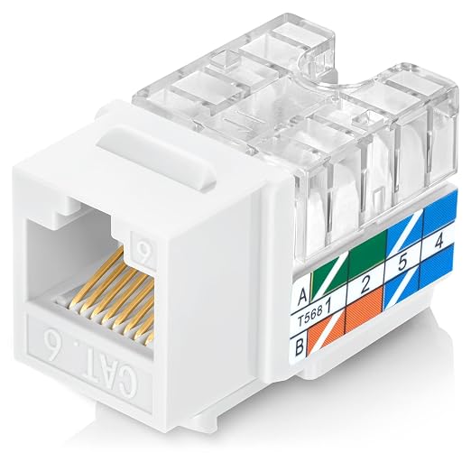 Everest 90° Angled RJ45 Cat6 Keystone Jacks 100-Pack in White by EverestMediaSolutions