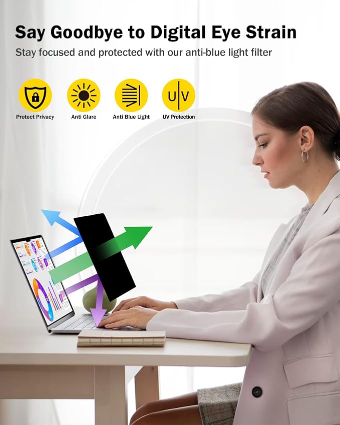 F FORITO 14 Inch 16:10 Laptop Privacy Screen Protector, 360° Anti Peeping and - Image 4