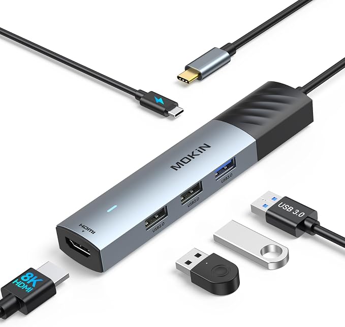 MOKiN USB C Hub, 5 in 1 USB CMultiport Adapter 8K HDMI, 100W PD, 3 USB-A Data - Image 9