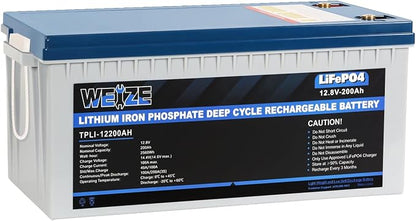 Weize 12V 200Ah LiFePO4 Lithium Battery, Built-in Smart BMS, 8000+ Deep Cycles by WEIZE