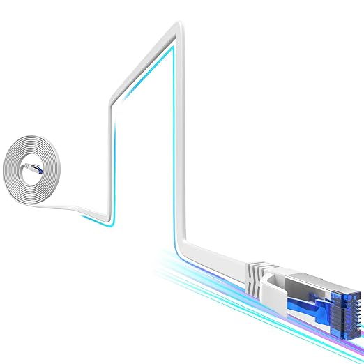 Cat8 Flat Ethernet Cable 6 FT Indoor & Outdoor, Invisable Ultra-Thin Ethernet by 10Gsupxsel