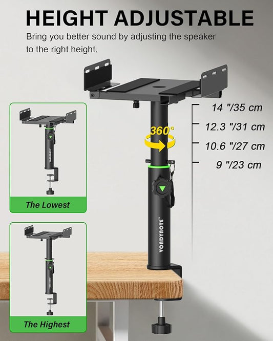 Set of 2 Dual Side Clamping Studio Monitor Stands Short Desktop Clamp Speaker - Image 2